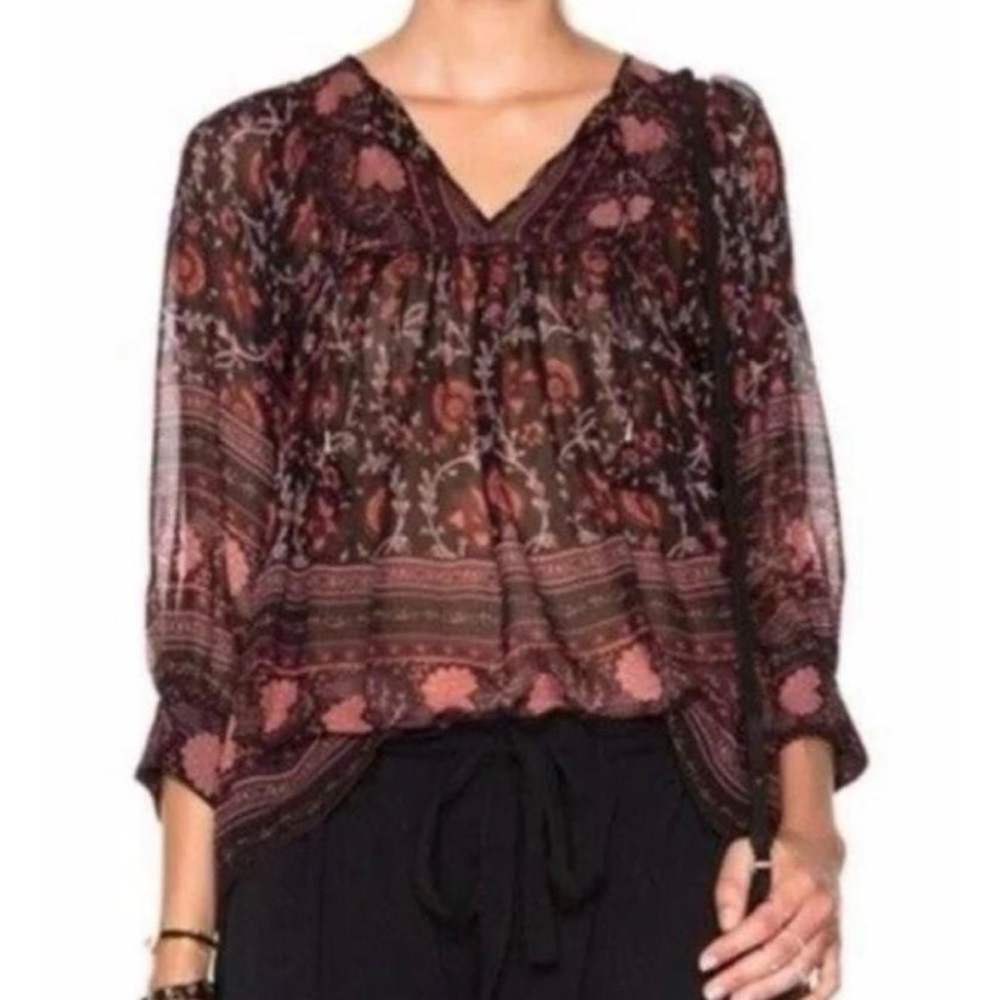 ULLA JOHNSON Bea Printed Silk Top